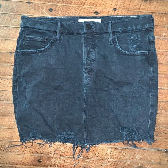 Mother distressed frayed washed black size 27 mini skirt - Picture 1 of 4